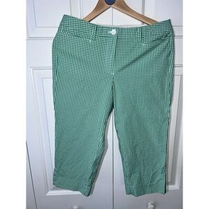 Talbots Ladies Green And White‎ Checkered Size 6P Perfect Skimmer Capri Pants